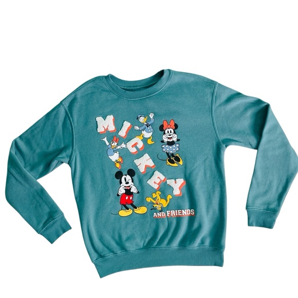 Hybrid Apparel Tops - Hybrid Apparel Disney Mickey & Friends Graphic Sweatshirt Fleece Green (Size S)
